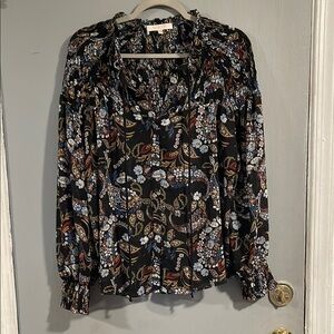 Wayf Black Ruffled‎ Relaxed Blouse M